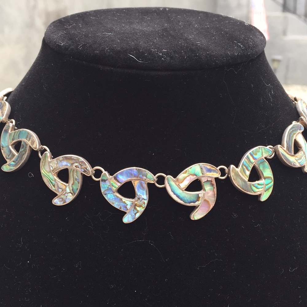Vintage Taxco Sterling and Abalone Knot Necklace